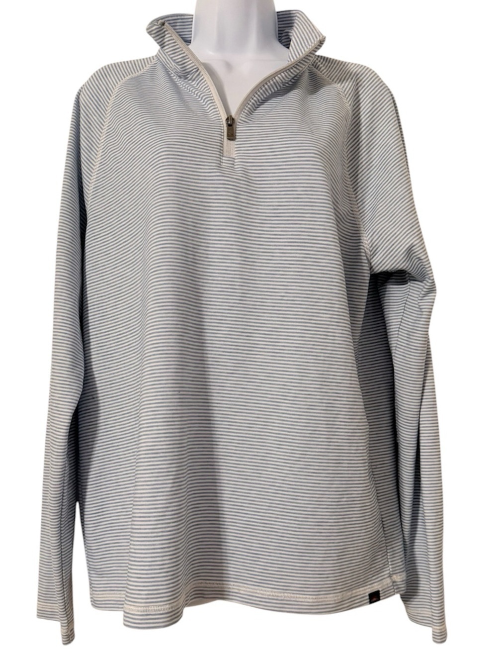 Faherty Men's Movement Quarter Zip Striped Pullover Sz L